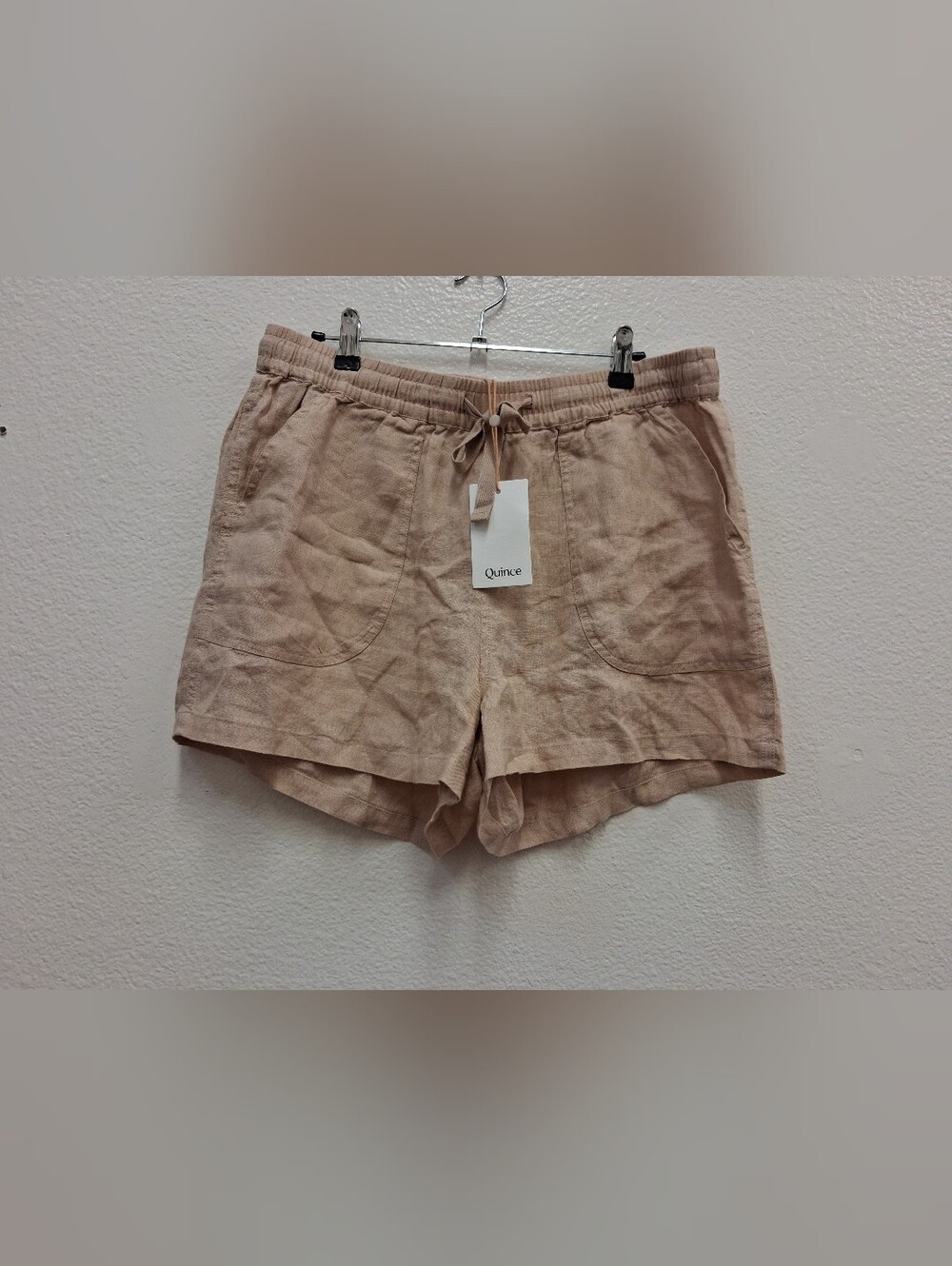 Quince Women's 100% European Linen Shorts Tan Large NWT